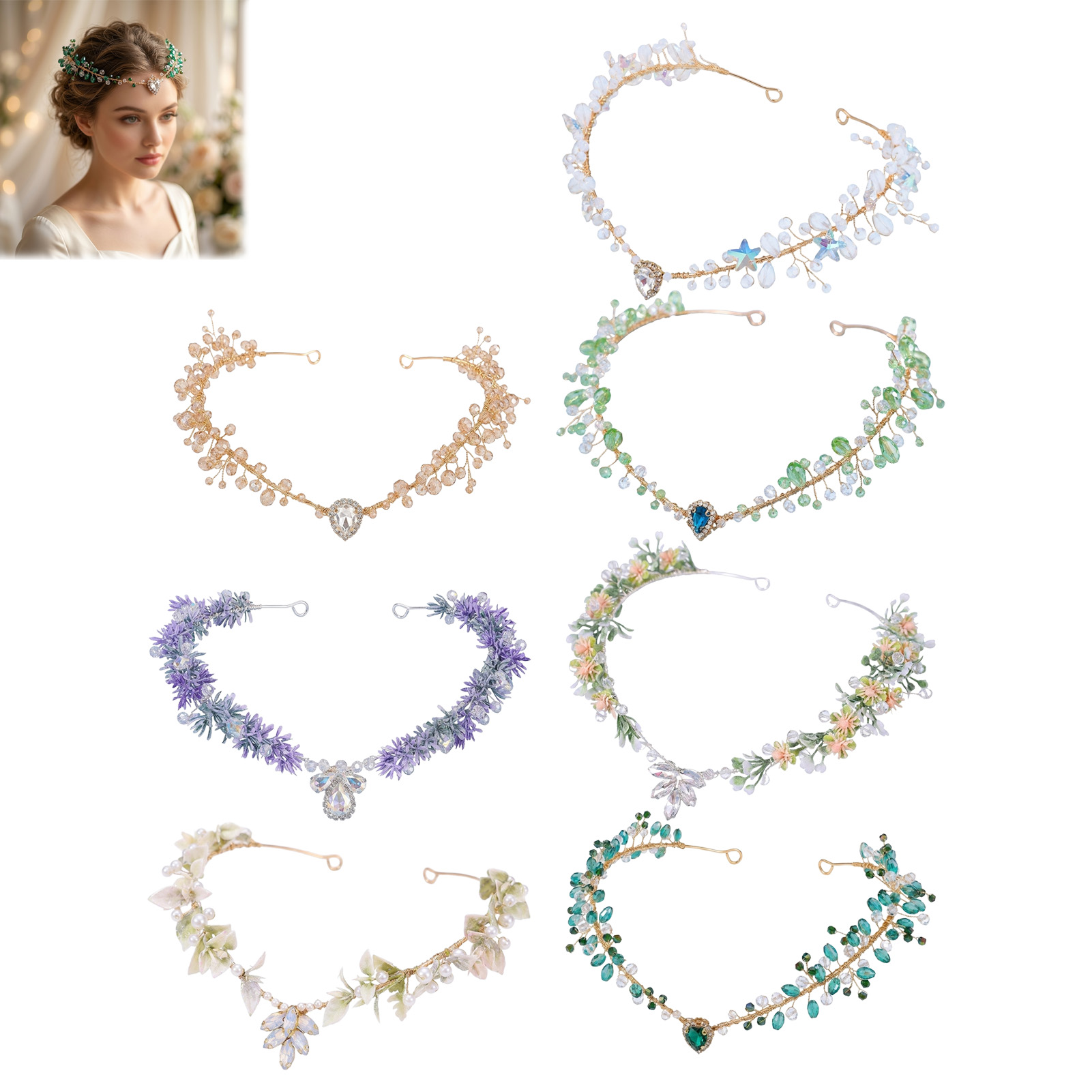 Wedding Party Supply - Bruidshaarband Driehoekig kristallen hoofddeksel Voorhoofddecoratie Legering