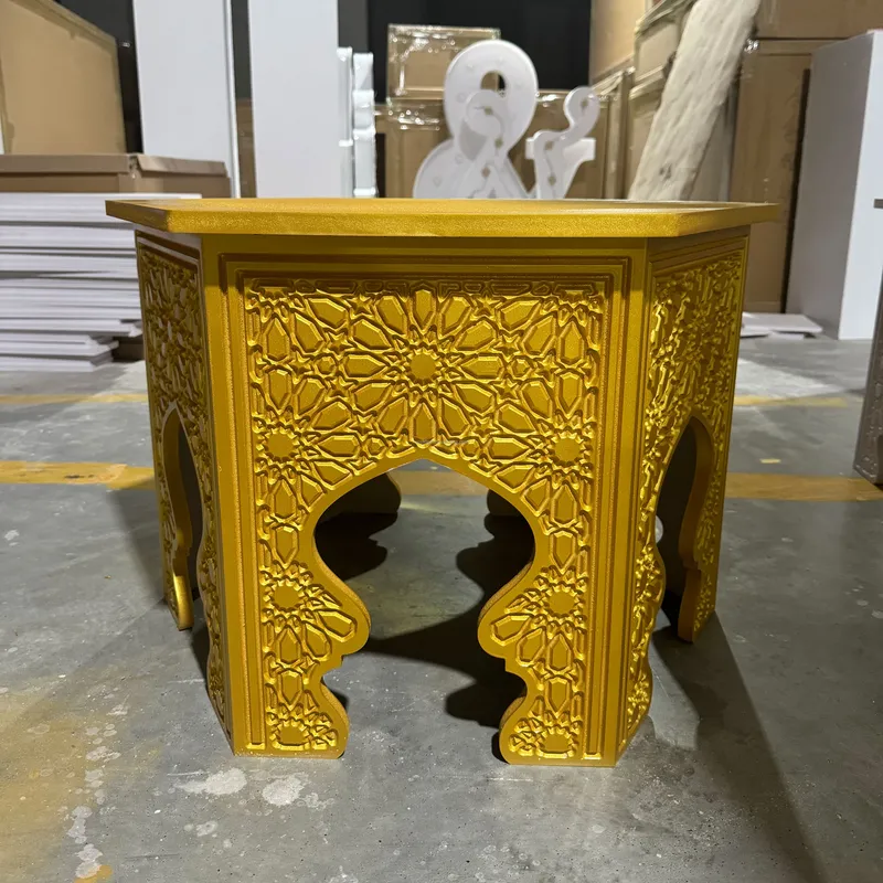 Indian Wedding Supply - Indiase stijl bloemenpatroon gouden ronde nachtkastje